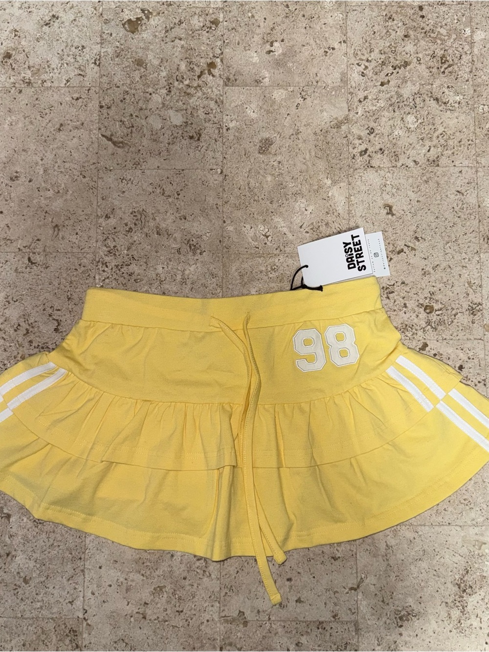 Daisy Street Yellow Tiered Ruffle Blockette Mini Skirt